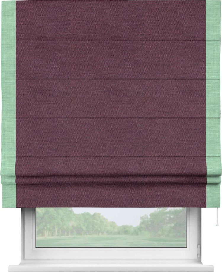 Римская штора «Кортин» с кантом Стрим Дуо, для проема, ткань лён фиолетовый