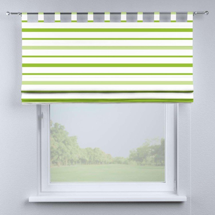 Римская штора «Кортин» на петлях «Зелёные горизонтальные полоски»