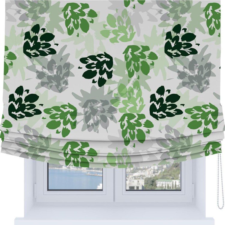 Римская штора Soft с мягкими складками, «Зелёный луг»