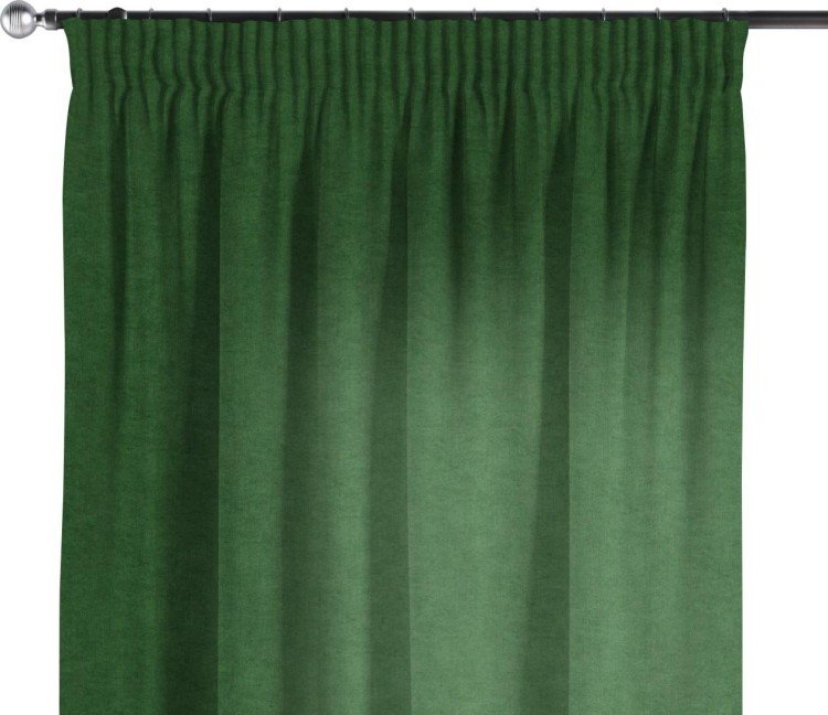 Комплект штор канвас зелёный, на тесьме «Карандаш»