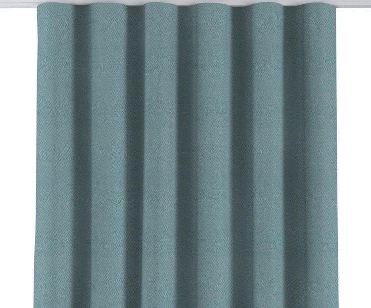 Комплект штор на тесьме «Волна», ткань блэкаут с блеском синий